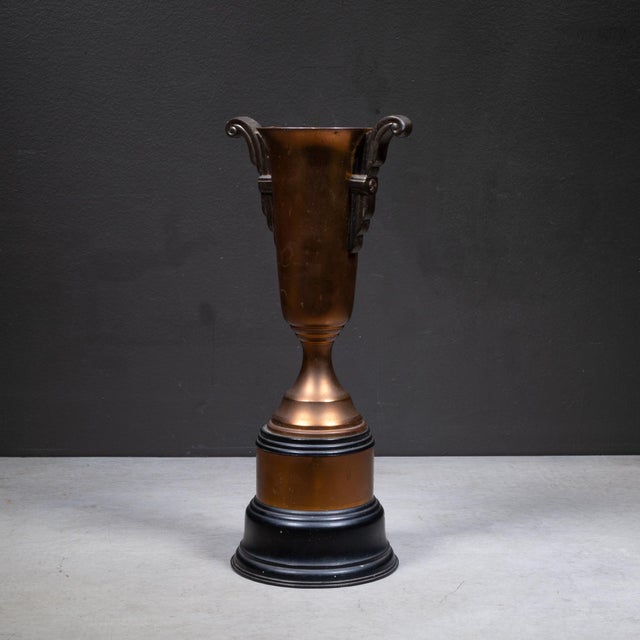 Art Deco Brass and Copper Cup Trophy With Bakelite Base c.1930 For Sale In San Francisco - Image 6 of 8