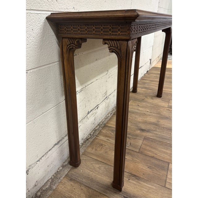 Vintage English Chippendale Style Console Table Sofa Table Hall Table For Sale - Image 4 of 9