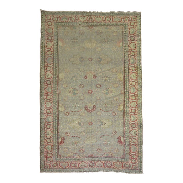 Fine Gray Antique Turkish Sivas Rug For Sale