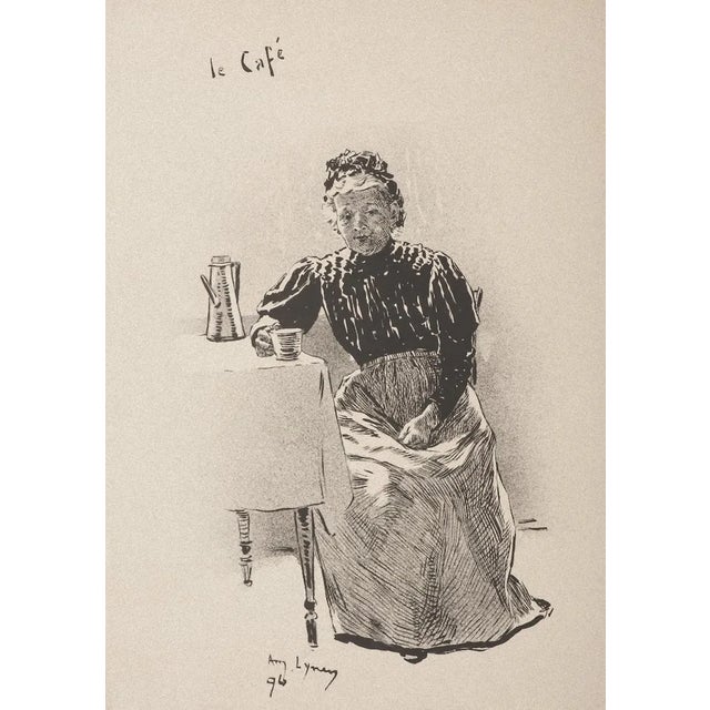 André Lynen - Le Café - Lithograph - 1896 For Sale