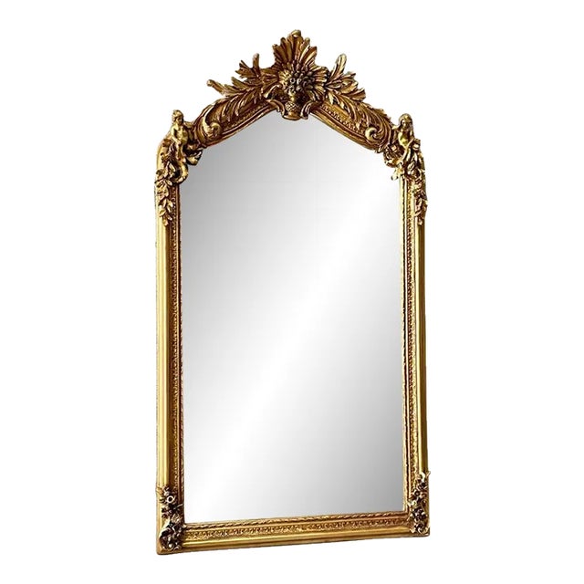 1940s French Rococo Style Gold Leaf Mirror For Sale