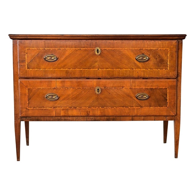 19th Century Italian 19th Century Two-drawer Inlay Commode For Sale - Image 5 of 13