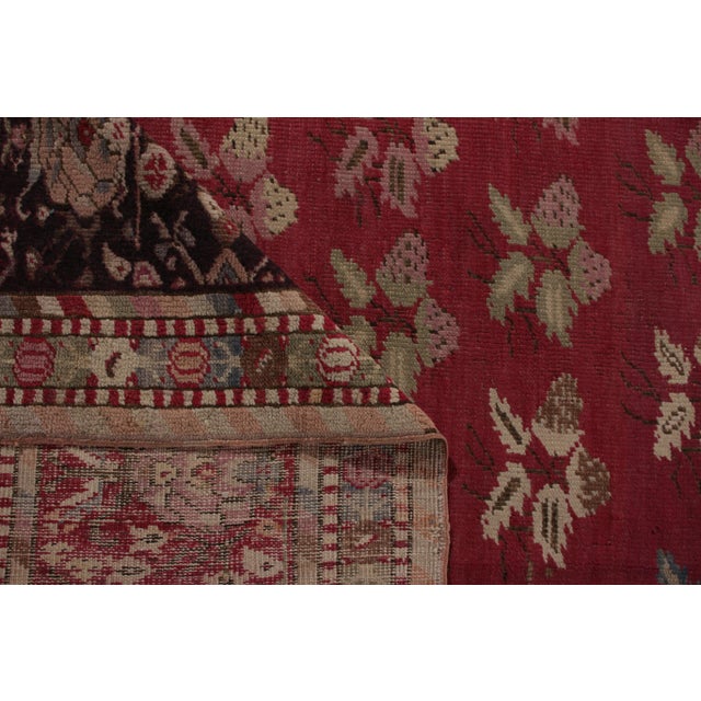 Hand-Knotted Antique Gordes Rug Red and Beige Floral Pattern For Sale In New York - Image 6 of 6