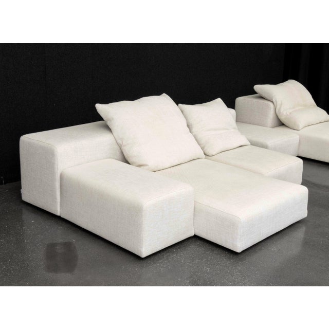 Piero Lissoni for Living Divani Extra Wall Modular Sofa, in white upholstery with eight pieces and three pillows, "Living...