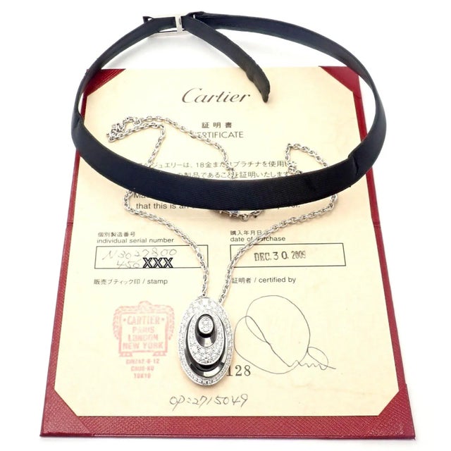 Metal Cartier Hypnose 18k White Gold Diamond Silk Cord Chain Necklace For Sale - Image 7 of 10