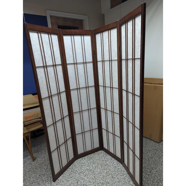 Unused Shōwa Era Japanese Shoji 4-Panel Room Divider Screen – From Niigata, Mint in Box For Sale - Image 11 of 12