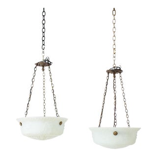 Early 20th Century Neoclassical White Glass Bowl Fixtures - a Pair For Sale