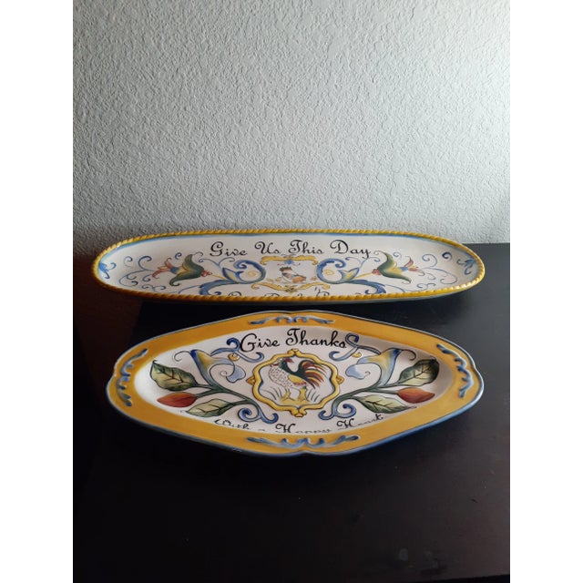 Vintage Fitz & Floyd Give Thanks Platters- Set of 2 For Sale - Image 9 of 9