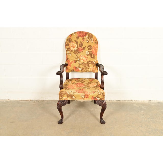 An outstanding Chippendale or Georgian style armchair or dining captain chair Attributed to Berkey & Gay USA, Circa 1920s...