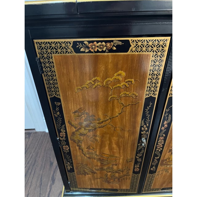 Drexel 1970s Heritage Et Cetera Chinoiserie Style Buffet/Beverage Server With Flip Top and Wheels for Manouverability. For Sale In Raleigh - Image 6 of 7