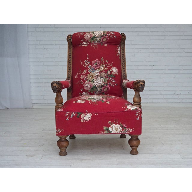 Vintage Danish Lounge Chair in Furniture Cotton Fabric, 1930s For Sale - Image 10 of 18