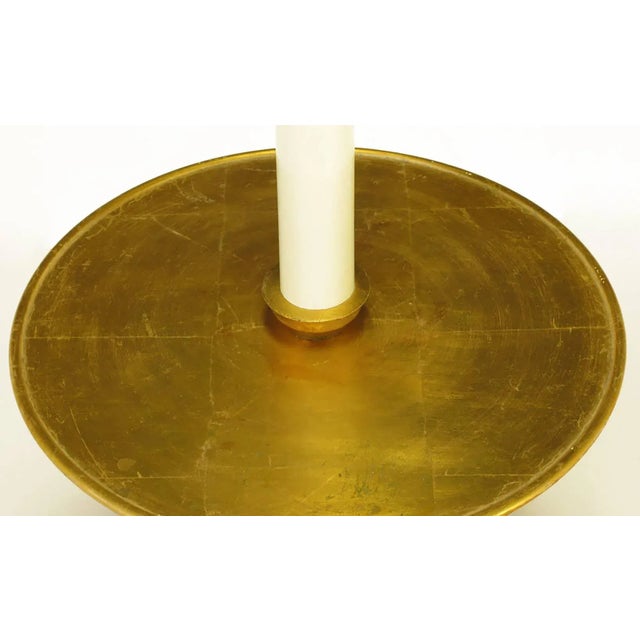1960s Gilt and Ivory Lacquered Segmented Discs Pedestal Floor Lamp For Sale - Image 5 of 7