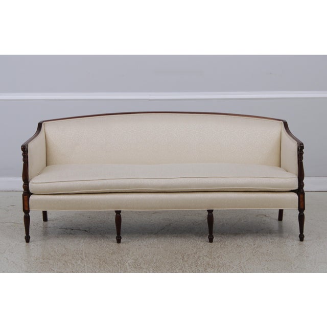 1990s Hickory Chair Co. Sheraton Style Upholstered Sofa For Sale - Image 5 of 14