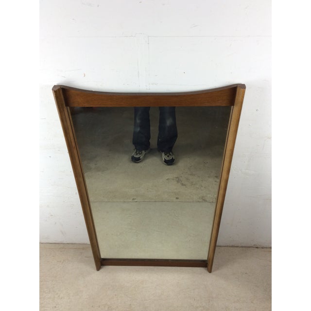 1960s Mid Century Modern Tall Rectangular Mirror With Unique Curved Wood Frame For Sale - Image 5 of 16
