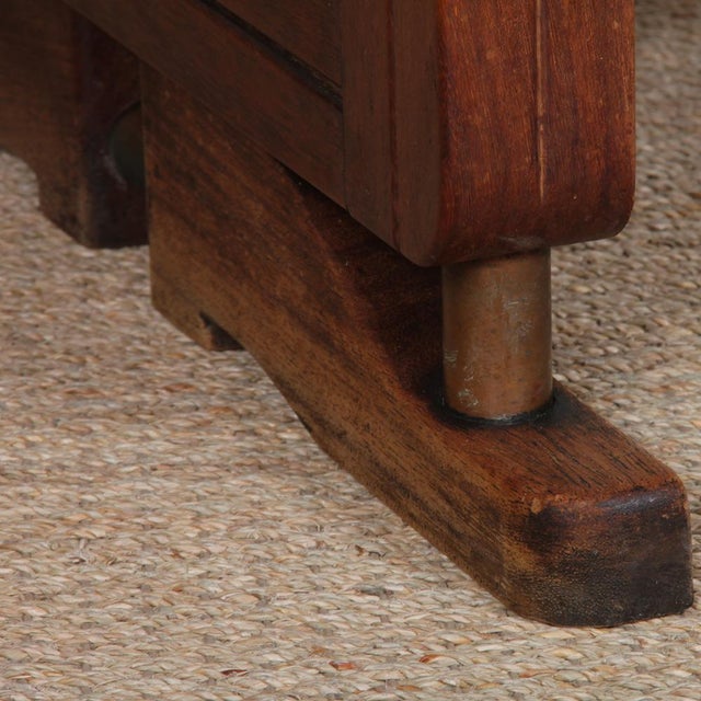 French Dining Table in Wood and Brass, 1940 For Sale - Image 3 of 12
