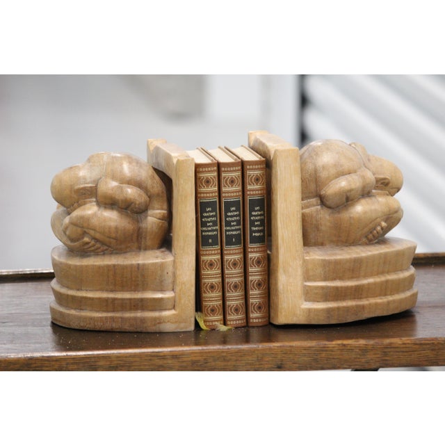 Beige Weeping Buddha Wooden Bookends, 1990s, Set of 2 For Sale - Image 8 of 18