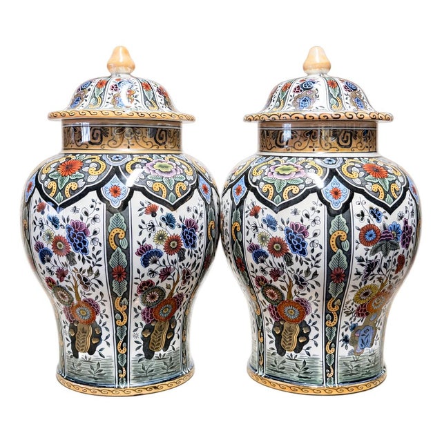 Polychrome Lidded Vases by De Sphinx, 1970s, Set of 2 For Sale - Image 11 of 11