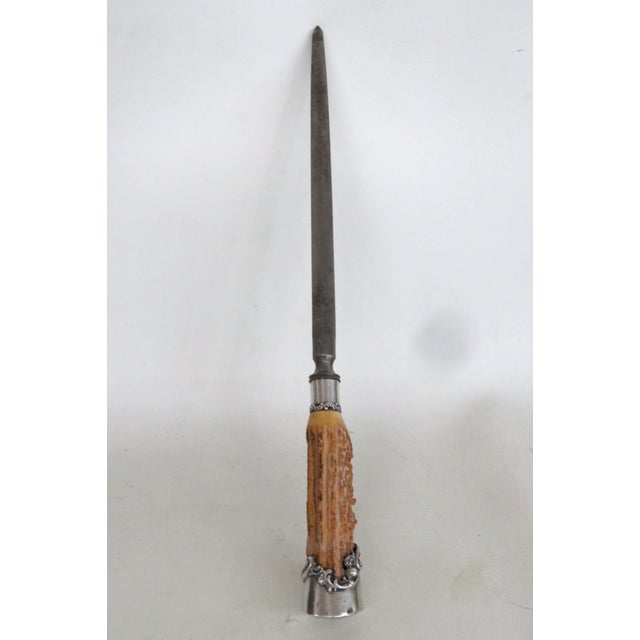 This gorgeous Knife Sharpener / honing Rod is made out of sterling silver and stag antler / horn. This stunning vintage...