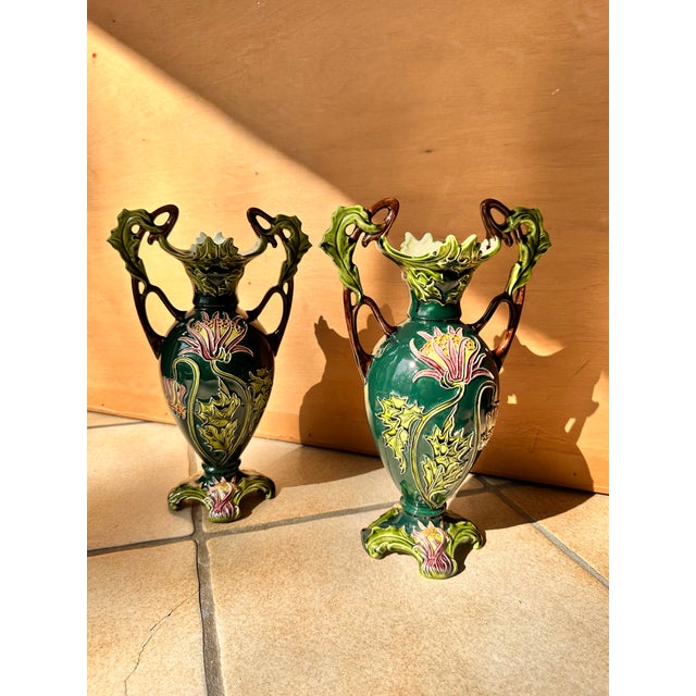 Antique Art Nouveau Porcelain Vases with Handles from Julius Dressler Biela, Austria, 1910s, Set of 2 For Sale - Image 12 of 14