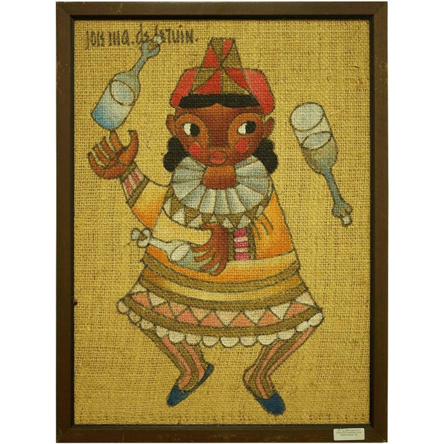 Jose Maria de Servin, Folk Art Mexican Girl, Circus Clown Juggler For Sale