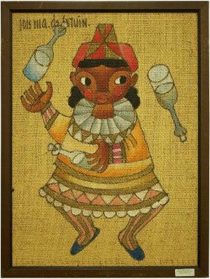 Jose Maria de Servin, Folk Art Mexican Girl, Circus Clown Juggler