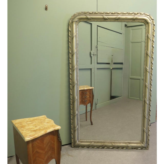 Tall French Louis Philippe Wall Mirror in Silver Gilt For Sale - Image 6 of 8