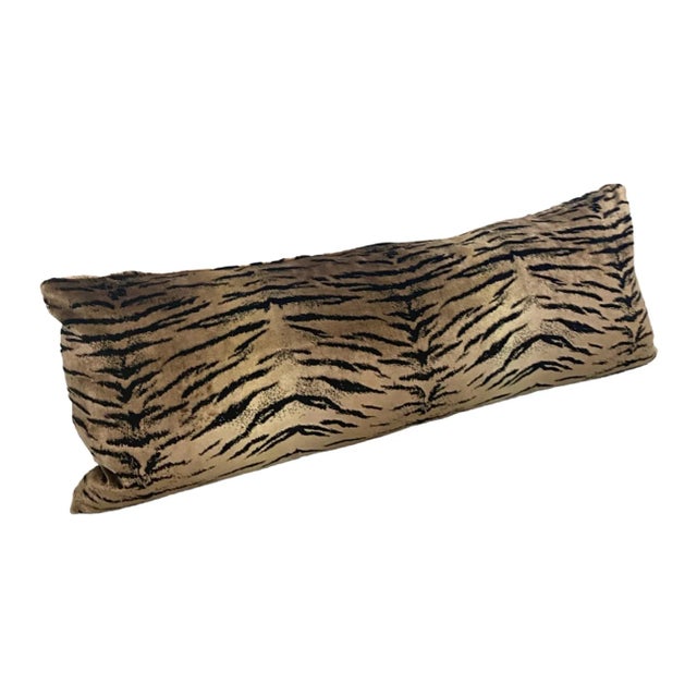 Traditional Designer Animalia Velvet Tiger Lumbar 36" For Sale - Image 3 of 6
