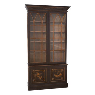 Antique Chinoiserie Decorated 2 Door China Bookcase Cabinet For Sale