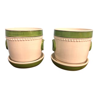 Vintage Italian Glazed Ceramic Planters, a Pair For Sale
