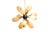 White Sputnik Star Chandelier in Brass and Glass For Sale - Image 8 of 8