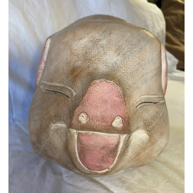 1980s Hand Carved and Painted Wooden Happy Big For Sale - Image 5 of 11