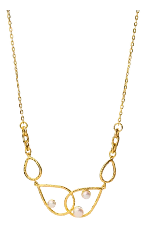 Divine Light Pearl Gold Statement Necklace