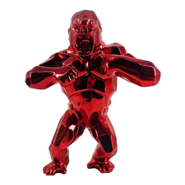Richard Orlinski Gorilla Christmas Edition – Red Metallic Contemporary Sculpture For Sale