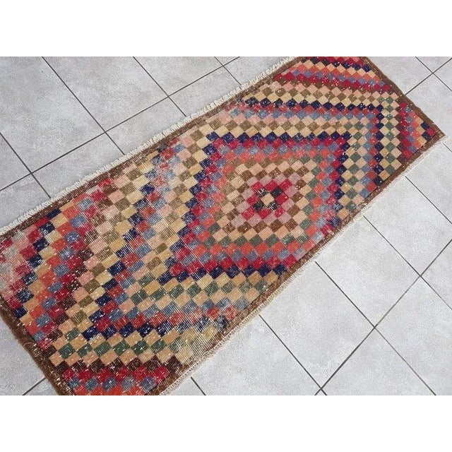 1960s Multicolored Vintage Custom & Modern Runner Rug For Sale - Image 6 of 11