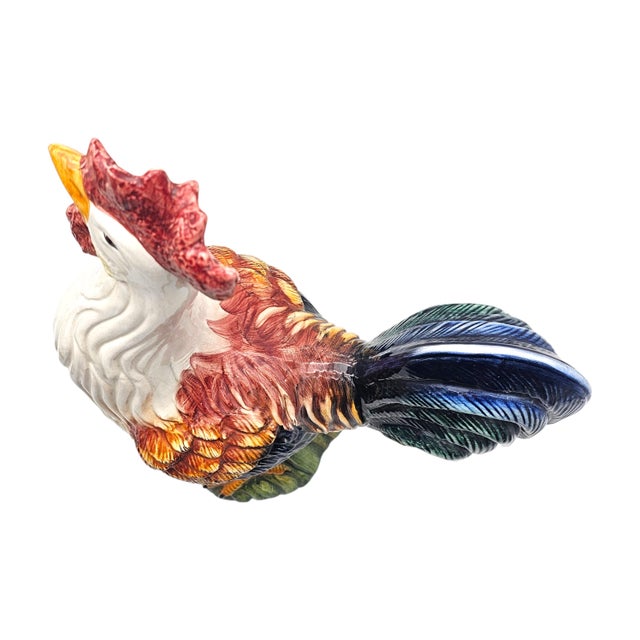 Italian Ceramic Rooster & Hen Pair 20" | Hand-Painted Signed Italy For Sale - Image 14 of 16
