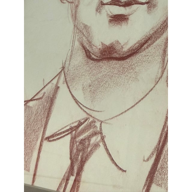 Drawing/Sketching Materials 1950s Mid-Century ModernSanguine Male Portrait For Sale - Image 7 of 8
