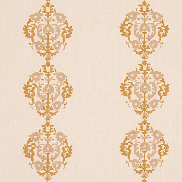Sample - Schumacher Constantine Fabric in Natural & Ochre For Sale