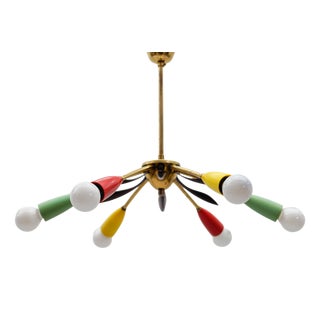 Mid-Century Modern Brass 6-Arm Sputnik Lamp, Italy, 1950s For Sale