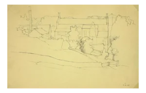 Vintage Regal Academy Pencil Drawing, 1950
