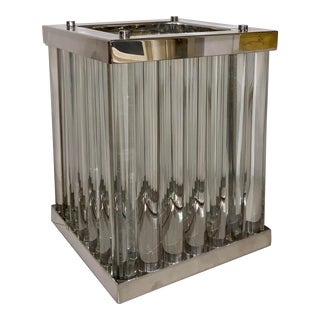 Contemporary Modern Stainless Steel Glass Rod Lantern Hurricane For Sale