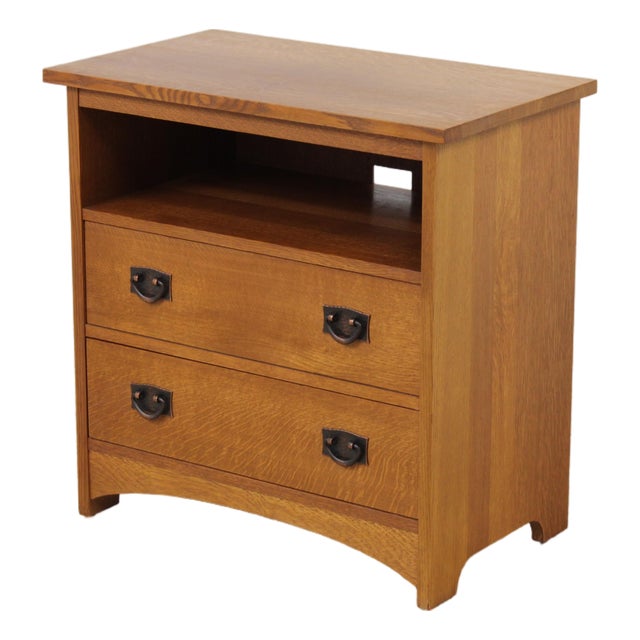 Stickley Mission Oak 2 Drawer Media Console For Sale