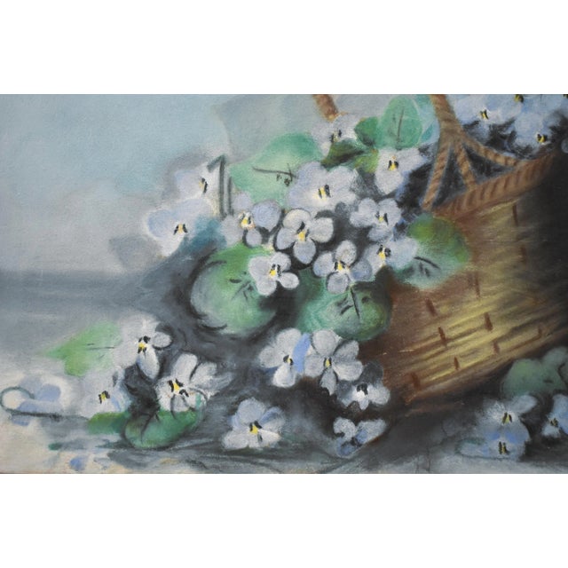 Early 20th Century Antique Pastel of a Basket of Violets For Sale - Image 5 of 7