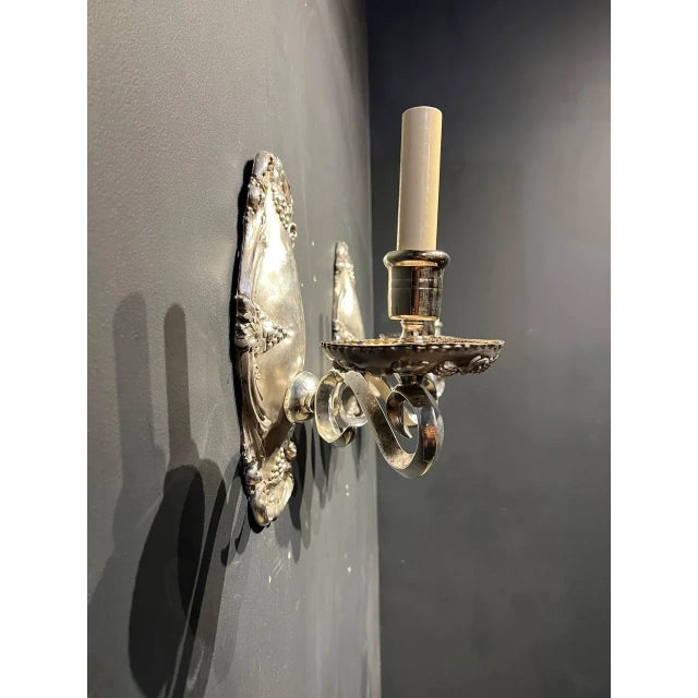 1920s 1920’s Caldwell Silver Plated Sconces - Pair For Sale - Image 5 of 8