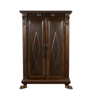 Lion Feet Bookcase Cabinet with Shelves and Drawer, 1900s
