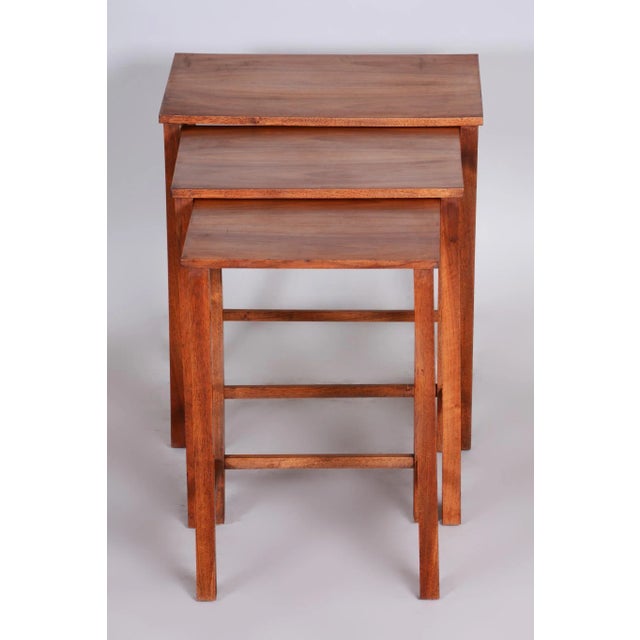 Wood Mid-Century Walnut Nesting Tables, 1930s, Set of 3 For Sale - Image 7 of 10