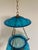 Beautiful and rare antique blue glass hanging lantern in perfect condition. Candle holder inside.