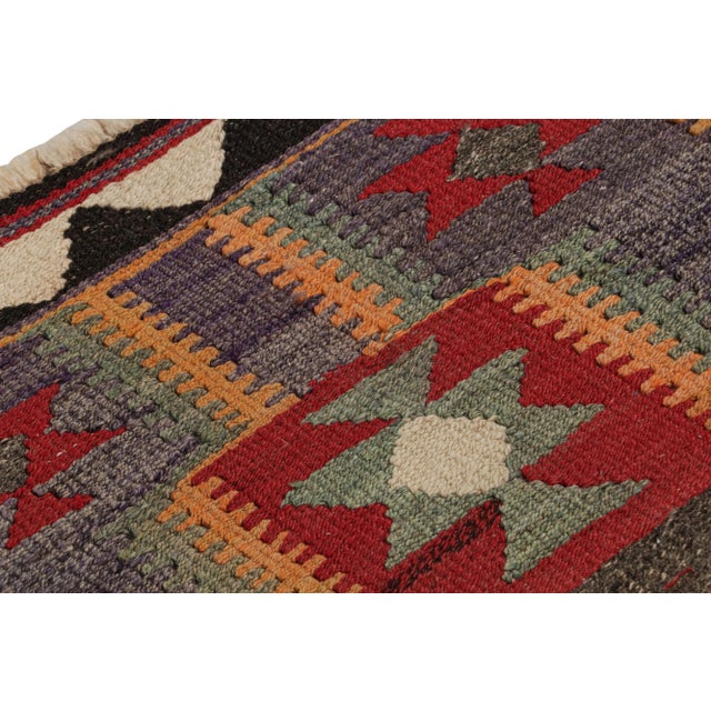 Tribal 1950s Vintage Kurdish Kilim Rug in Red and Blue, Multicolor Geometric Patterns For Sale - Image 3 of 7
