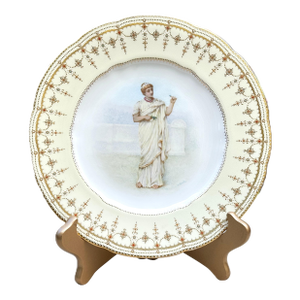 Antique Copeland Spode Jewelled Portrait Cabinet Plate – Signed S. Alcock, Hand Painted, 19th Century