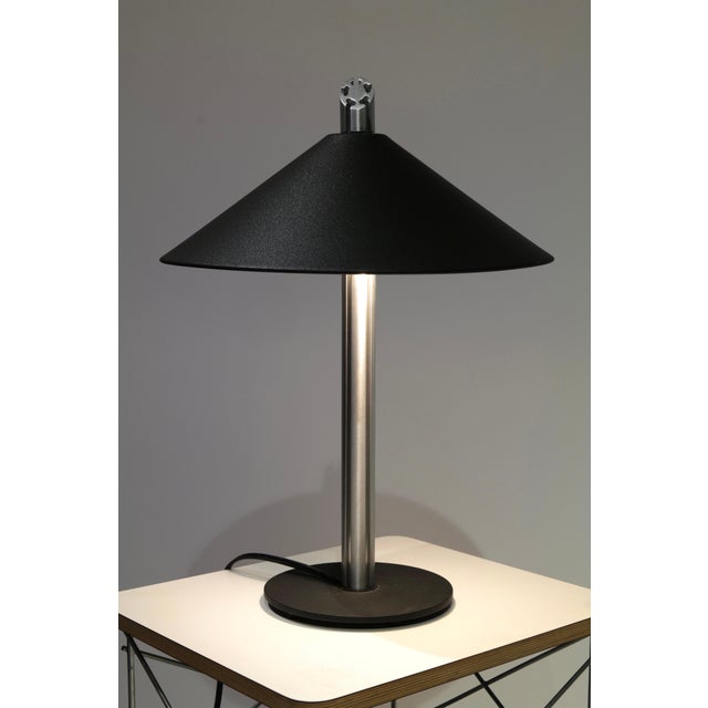 Late 20th Century Postmodern Table Lamp with Black Cone Shade and Brushed Aluminum Stem, 1980s For Sale - Image 5 of 13