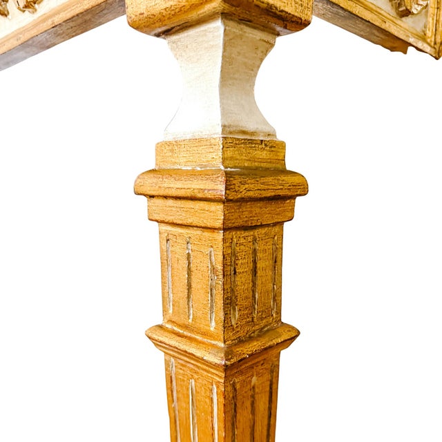 1950 Italian Florentine Neoclassical Gilt & Cream Small Console Table For Sale - Image 10 of 15